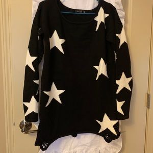 Oversized distressed star sweater